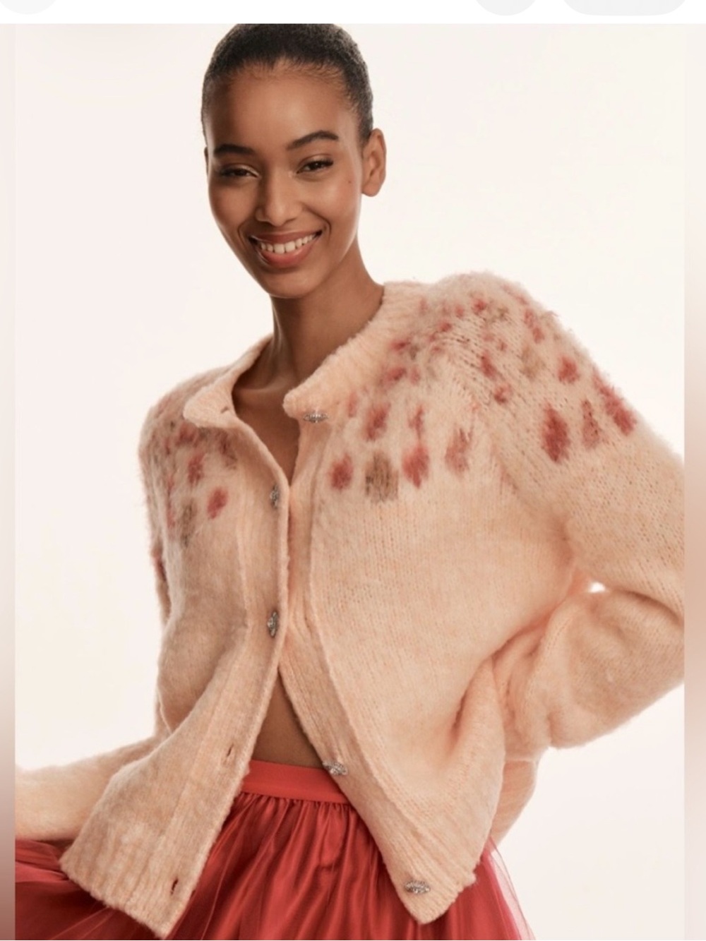 NWT Maeve Soft Pastel Pink Floral Yoke Cardigan Jacket